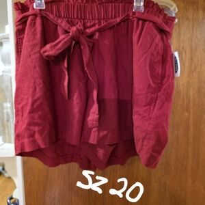 Old Navy Red Paperbag Waist Tie-Front Women's Shorts